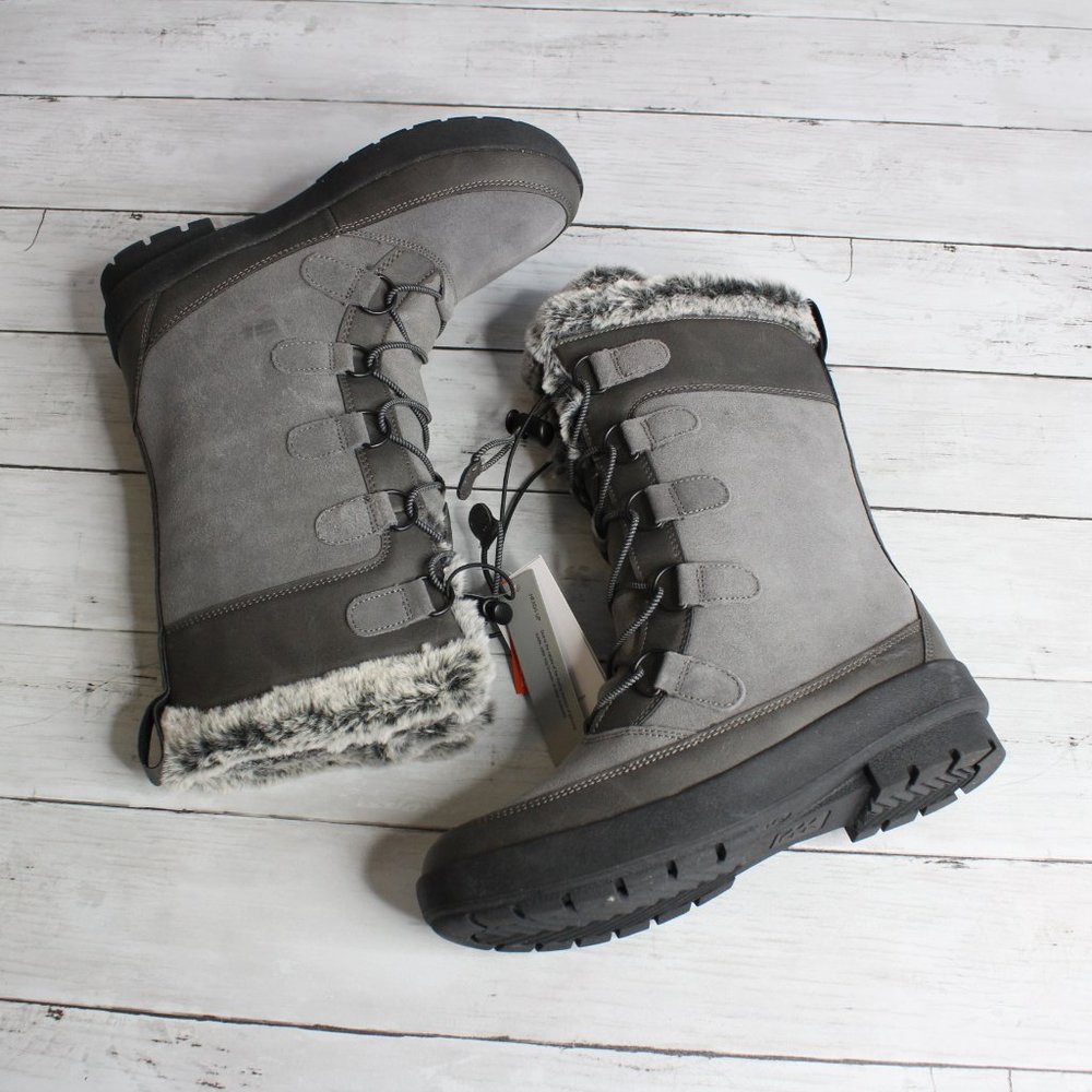 All in Motion Girl's Genuine Suede Winter Snow Boots Youth Size 4 Gray
